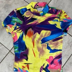 Mock neck graphic top